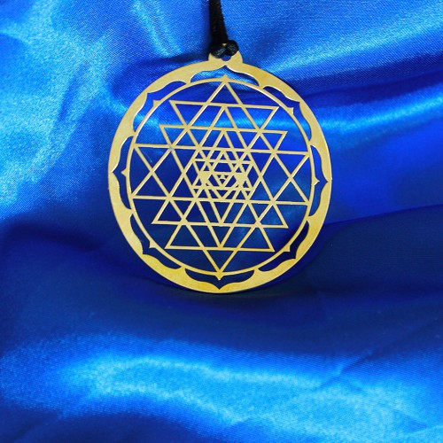 Sri Yantra Round Frame Pendant - BRASS